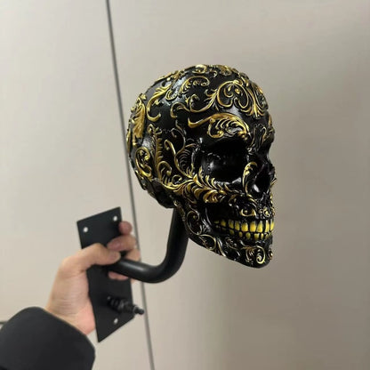 Antique Skeleton Helmet Wall Mount Resin Motorcycle Gear Holder Gothic Decor