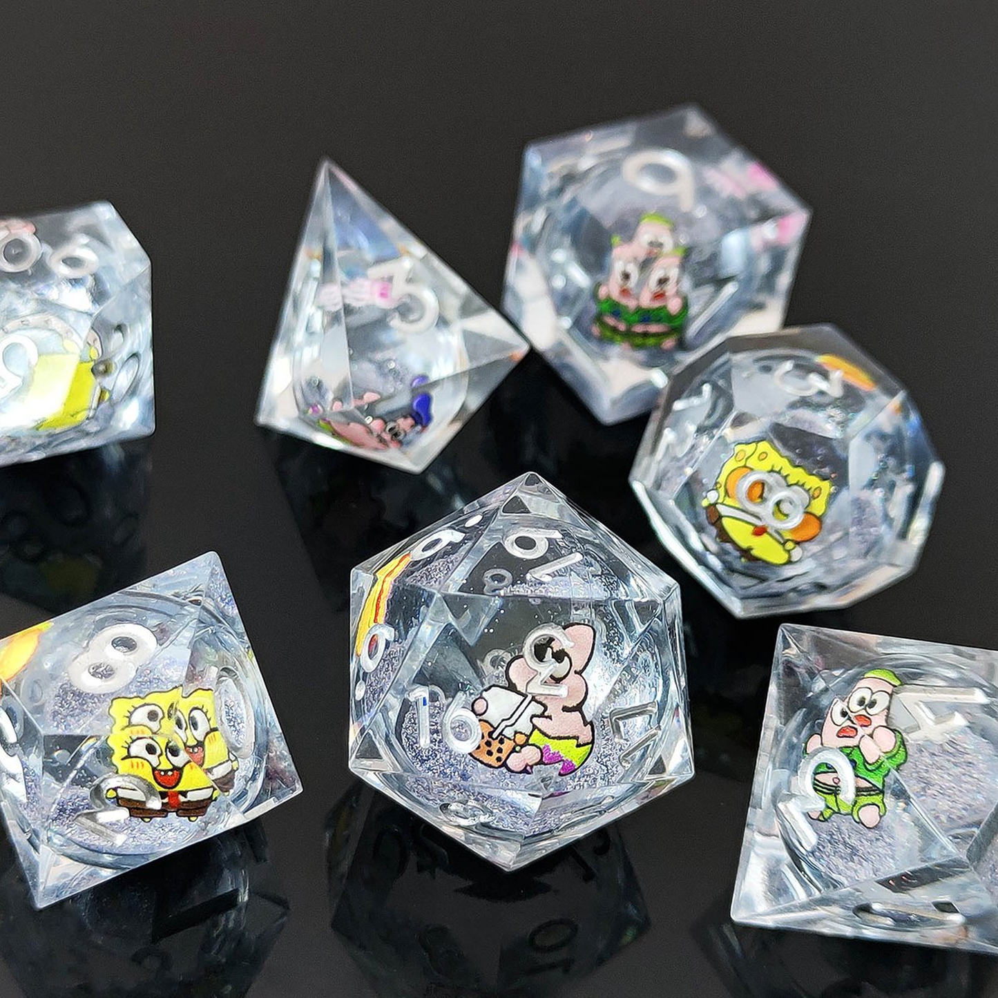 Resin Sand Flow Dice Liquid Core DND DungeonsDragons TRPG Board Game Dice Set Roleplaying Cthulhu - SkyeDragon Gifts