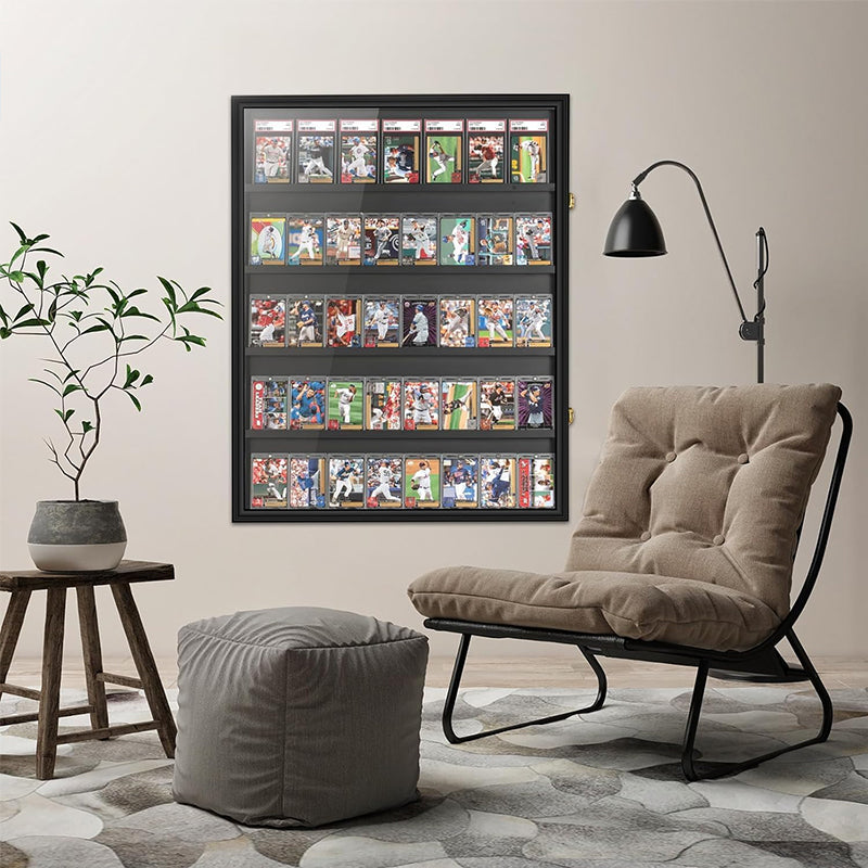Large Sports Card Display Cases. Wooden, UV - protected acrylic fronts. For football, basketball, hockey cards. - SkyeDragon Gifts