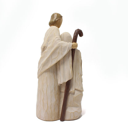 Warm Family Resin Sculpture Woodcut Style Home Decoration