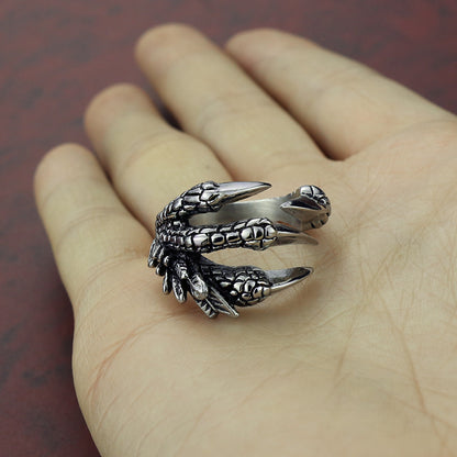 Dragon Ring Titanium Steel Dragon Claw Ring Sharp Claw Hand Jewelry Animal Open Ring - SkyeDragon Gifts