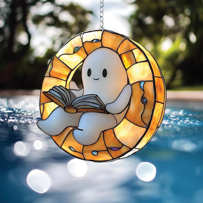 Halloween Decoration Ghost Reading Light Catcher Hanging Ornament Craft Pendant - SkyeDragon Gifts
