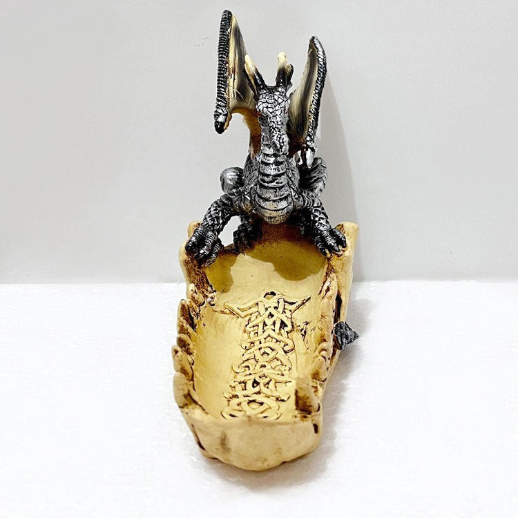 Creative, Modern, Minimalist Dragon Tooth Boat, Home and Office Storage, Sculpture, Resin Decoration, Handicrafts - SkyeDragon Gifts