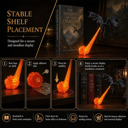 3D Flying Dragon LED Bookend Light Fantasy Bookshelf Decor Gift