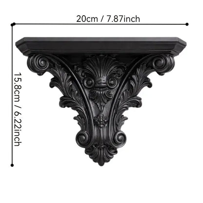 3D Printed Gothic Floating Shelf, Creative Carved Wall Decor, Retro Plant Display Stand for Living Room & Indoor Decor