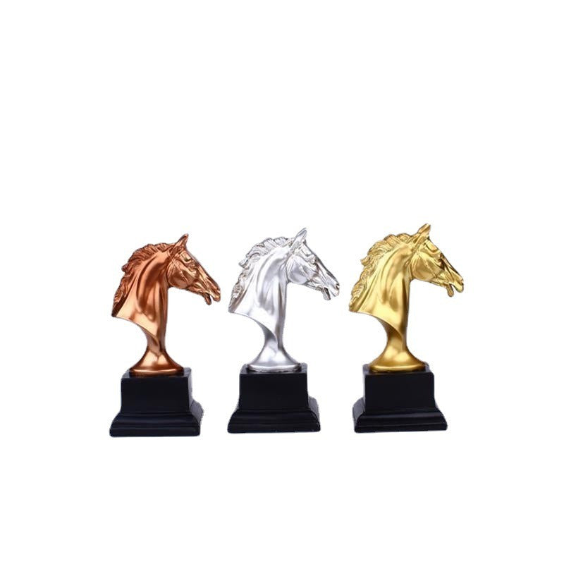 Sports resin crafts, horse head trophies, gifts, office decorations, personalized hallway items