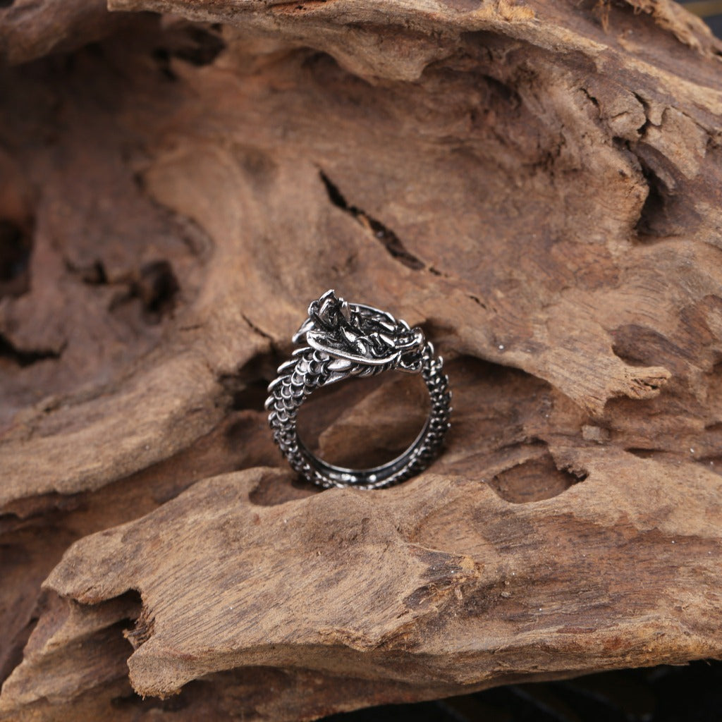 Retro Dragon Ring Male Hipster Personality Domineering Exaggerated Single Open Trendy Men And Women Index Finger - SkyeDragon Gifts