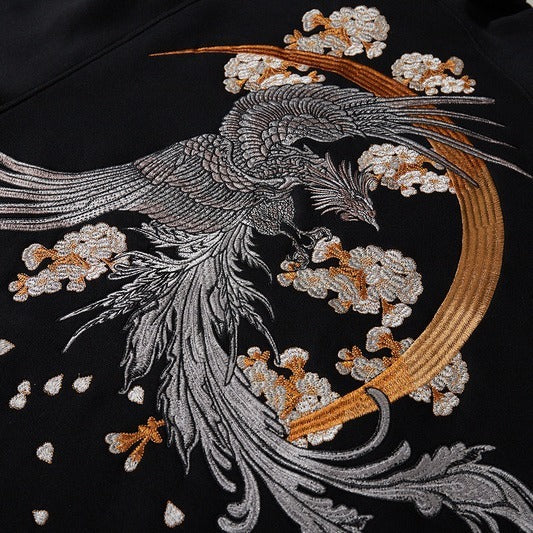 Heavy industry embroidered dragon pattern phoenix national trend pure cotton coat autumn and winter plus velvet thick style - SkyeDragon Gifts