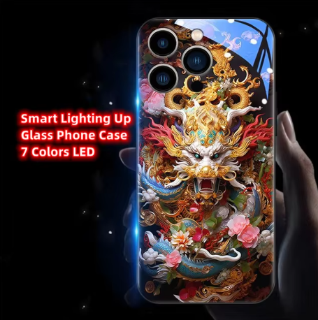 Applicable to China-Chic Zhaocai Dragon applicable to Apple glass phone case - SkyeDragon Gifts