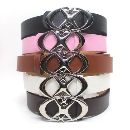 Original Design Double Crescent Moon Cross Star Buckle Belt - SkyeDragon Gifts