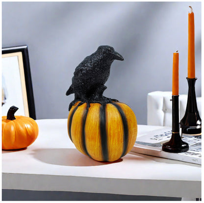Halloween Crow Pumpkin Ornament Resin Party Decoration Prop