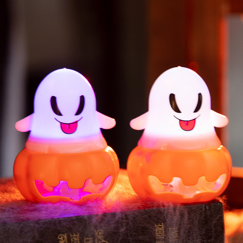Halloween Ghost Pumpkin Lantern Light-Up Decoration Props for Party Scene Decoration Plastic Supplies