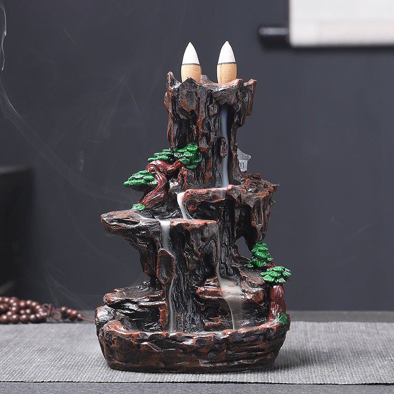 Back Flow Incense Burner Creative Home Decoration Alpine Flowing Water Resin Crafts Sandalwood Incense Burner
