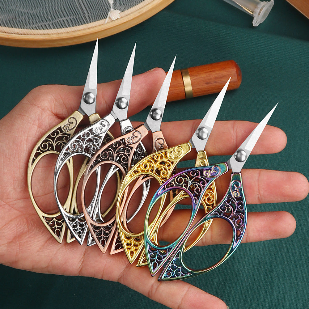 Retro Small Scissors Tailor Cutting Thread Head Tea Pointed Stainless Steel Office Dragon And Phoenix Handmade Special Gold Scissors - SkyeDragon Gifts