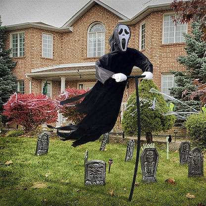 Scary Halloween Ghost Robe Costume with Crow Prop – Horror Phantom Cloak Dress for Men, Women & Cosplay