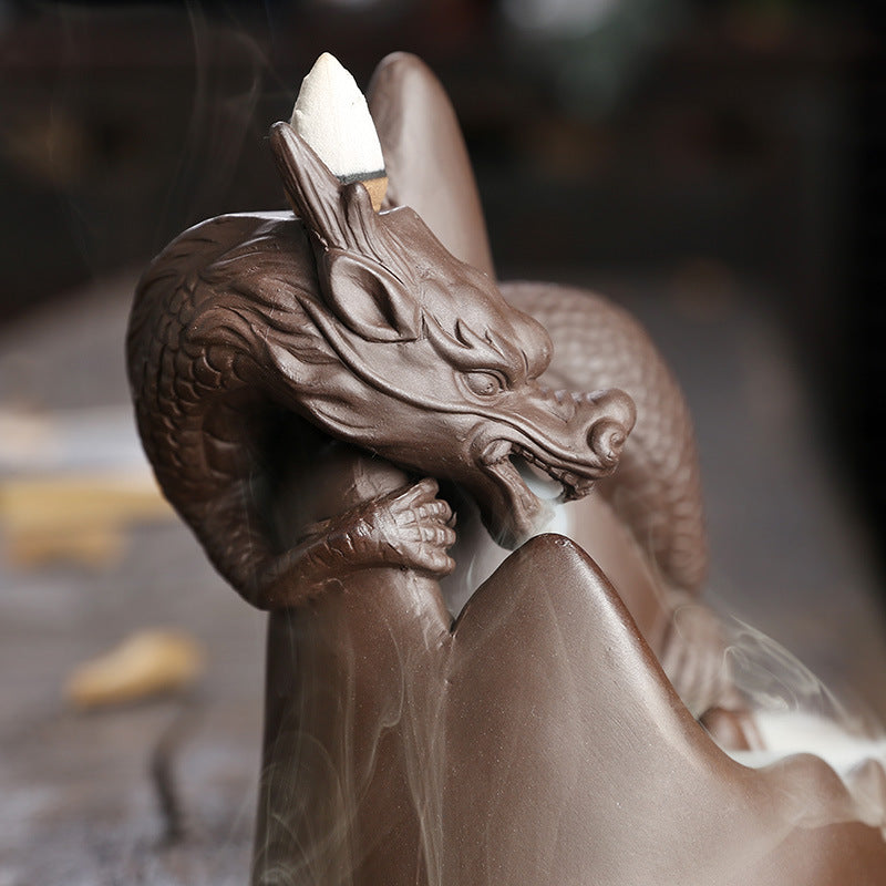 Purple Sand Alpine Flowing Water Backflow Incense Burner Creative Big China Dragon Waterfall Smoke Waterfall Backflow Aromatherapy Stove Ornaments - SkyeDragon Gifts