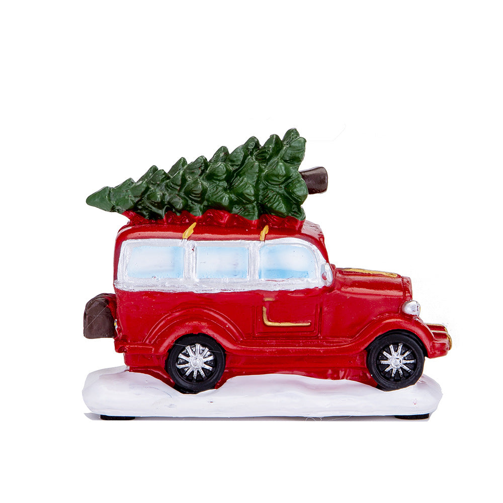 Christmas Luminous Resin Truck Car Ornament With Lights Holiday Decor