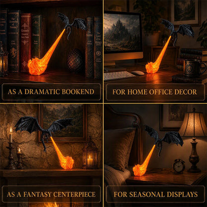 3D Flying Dragon LED Bookend Light Fantasy Bookshelf Decor Gift