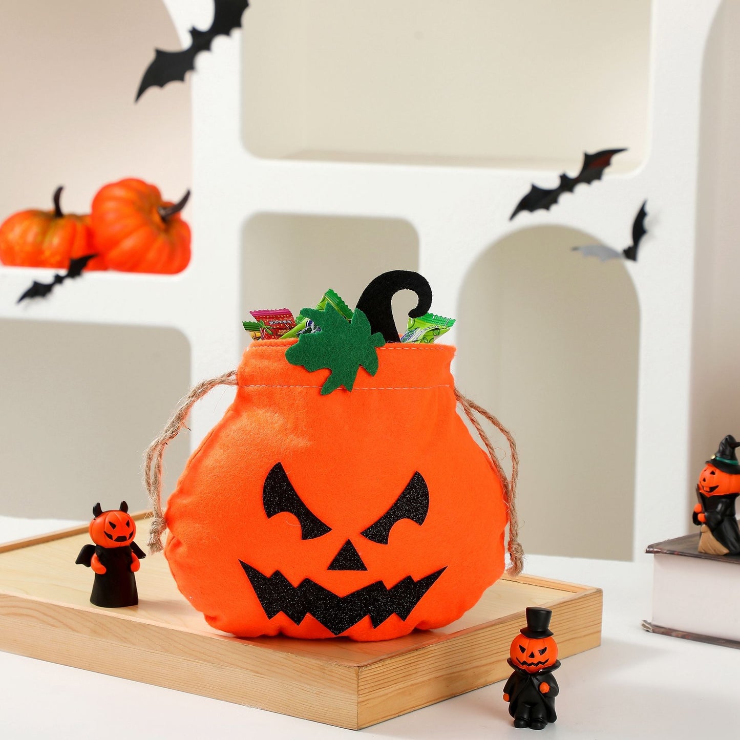 Halloween Decorative Pumpkin Face Tote Bag for Kids Candy Gift Bag Pumpkin Bag - SkyeDragon Gifts