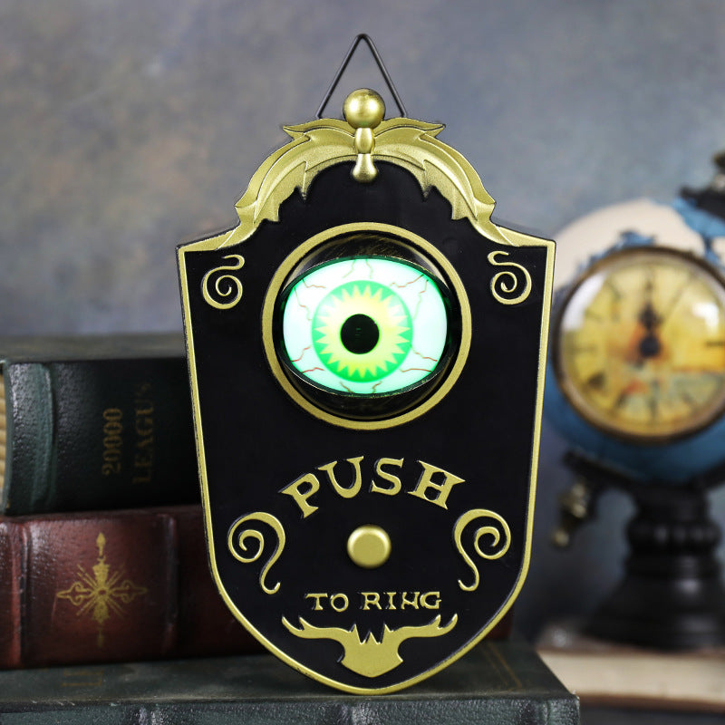 Halloween One-Eye Doorbell Decorative Item, Electric Sound and Light-Up Eyeball Doorbell, Bar and Escape Room Prank Prop