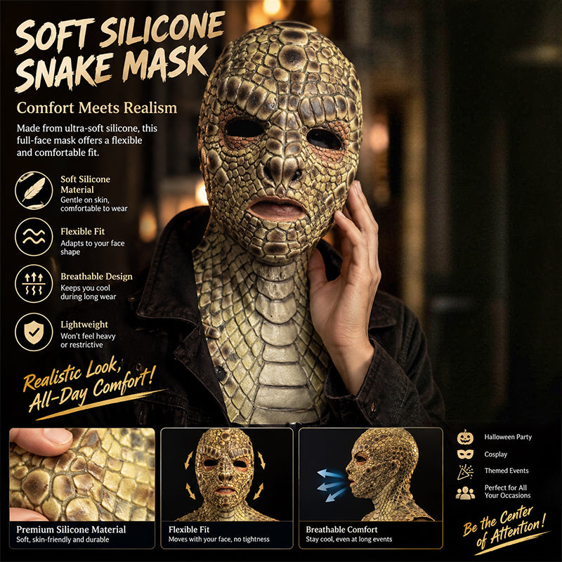 Realistic Basilisk Reptile Mask Full Face Latex Horror Costume for Adults