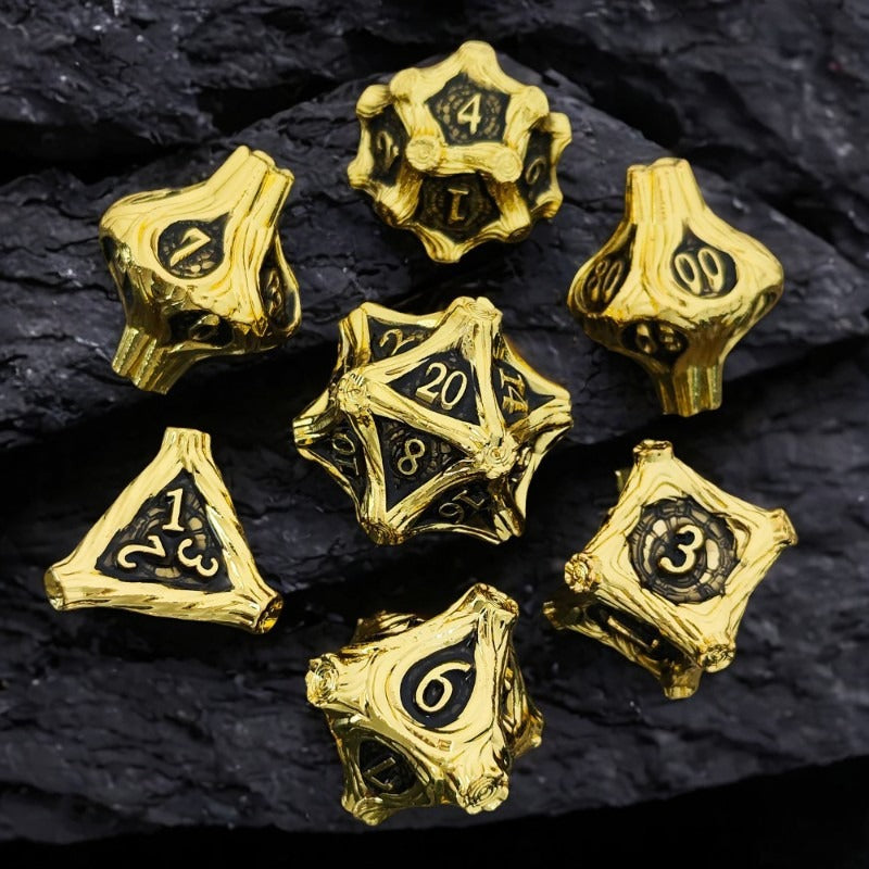 Solid Metal and Wood DND Dice TRPG Cthulhu Set Polyhedral Dungeons &amp; Dragons COC Tabletop Role-Playing Game - SkyeDragon Gifts