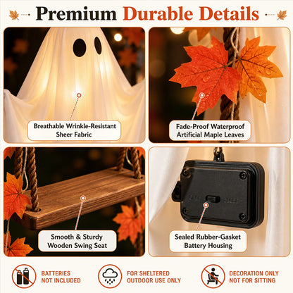 LED Halloween Hanging Ghost Decoration With Remote Control And 8 Lighting Modes