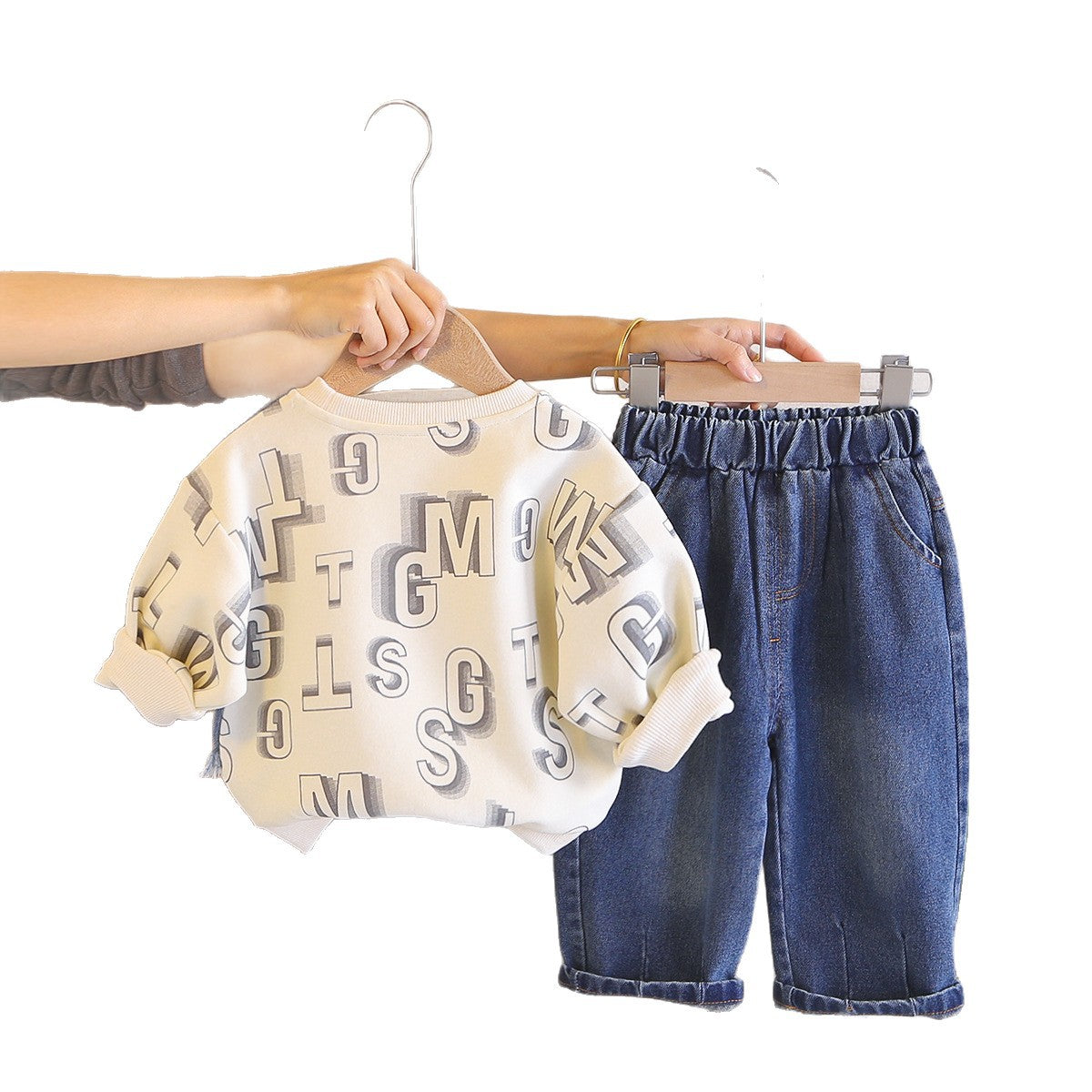 Spring and Autumn Round Neck Hoodie Two Piece Set for Baby Leisure - SkyeDragon Gifts