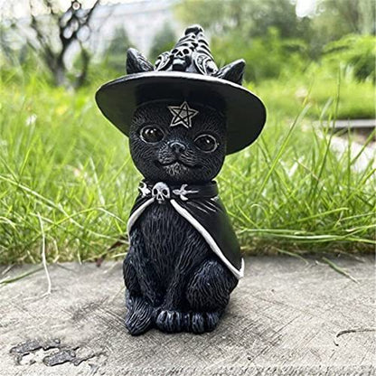Halloween Witch Black Cat Resin Decoration Figurine Magical Mysterious Atmosphere Design Decorative Ornament - SkyeDragon Gifts