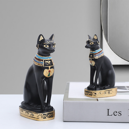 Egyptian Cat God Resin Fortune Cat Statue for Home Entrance Decor