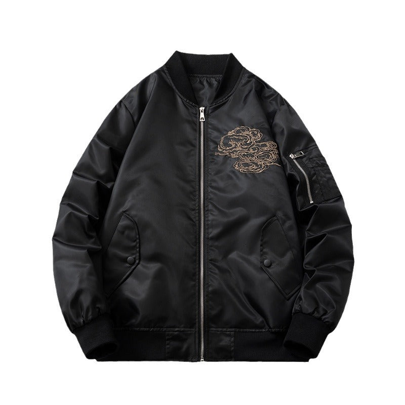 Retro Dragon Embroidery Jacket Men's MA-1 Flight Suit Baseball Jacket BF Style Outerwear Women - SkyeDragon Gifts