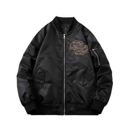 Retro Dragon Embroidery Jacket Men's MA-1 Flight Suit Baseball Jacket BF Style Outerwear Women - SkyeDragon Gifts