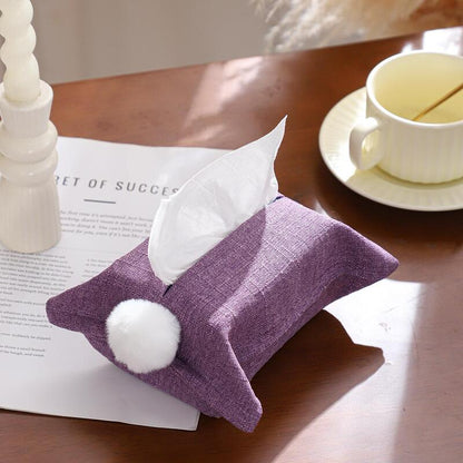 Chenille Tissue Cover & Napkin Organizer - Soft Plush Cloth Dispenser for Kitchen, Bathroom, Car