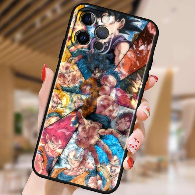 Japanese Art D-Dragon Ball Z For Apple iPhone 15 14 13 12 Pro Max Mini 11 Pro XS Max X XR 6 7 8 Plus SE 2020 Black Phone Case - SkyeDragon Gifts