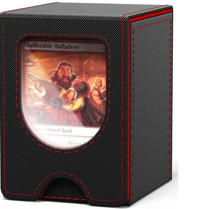 Leather TCG Card Storage Box – 100+ Card Capacity Organizer with Dividers for Trading Card Games