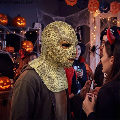 Realistic Basilisk Reptile Mask Full Face Latex Horror Costume for Adults