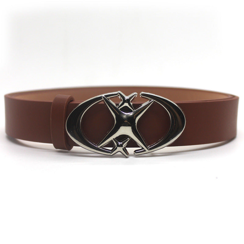 Original Design Double Crescent Moon Cross Star Buckle Belt - SkyeDragon Gifts