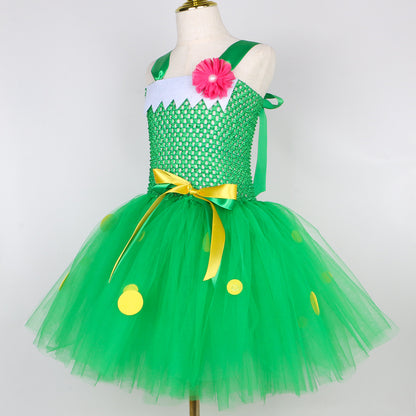Fancy Halloween Kids Knight Dragon Costume Cosplay Green Dinosaur Performance Dress for Girls Tulle Dress