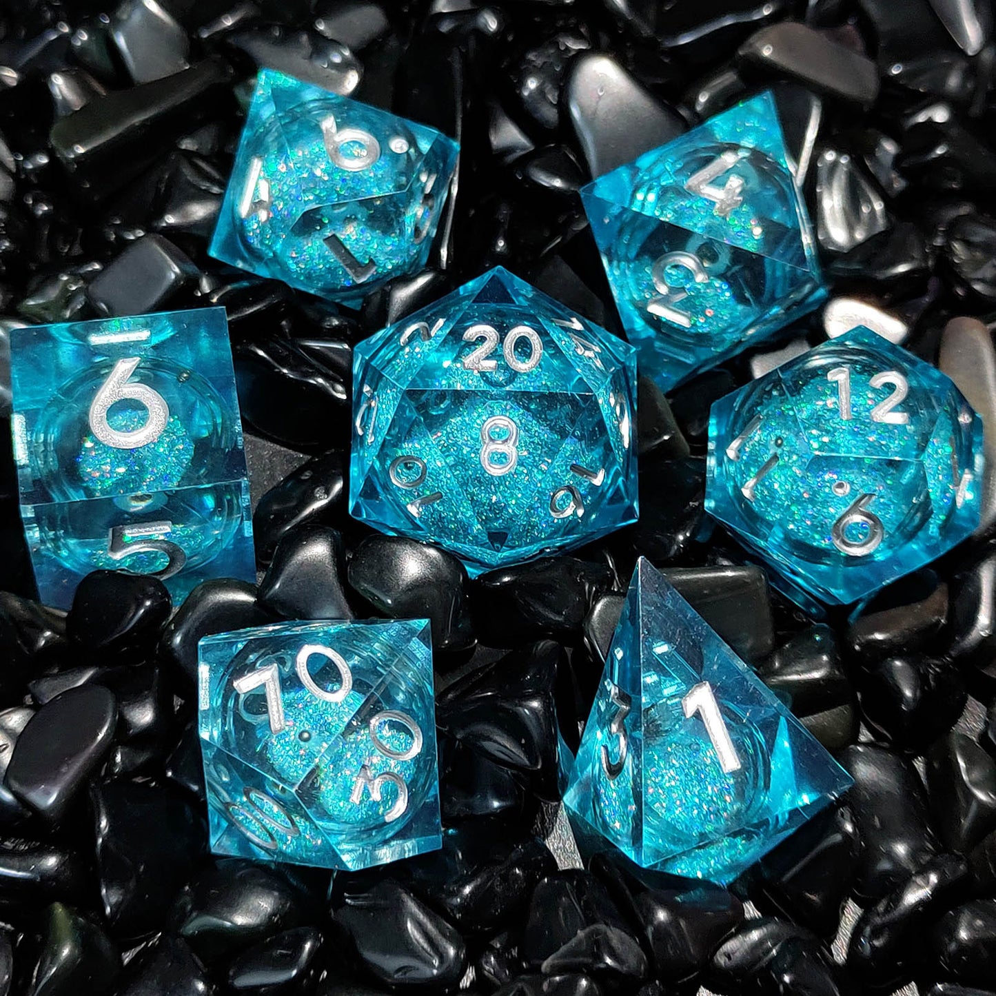 Resin Sand Flow Dice Liquid Core DND DungeonsDragons TRPG Board Game Dice Set Roleplaying Cthulhu - SkyeDragon Gifts