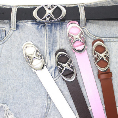 Original Design Double Crescent Moon Cross Star Buckle Belt - SkyeDragon Gifts