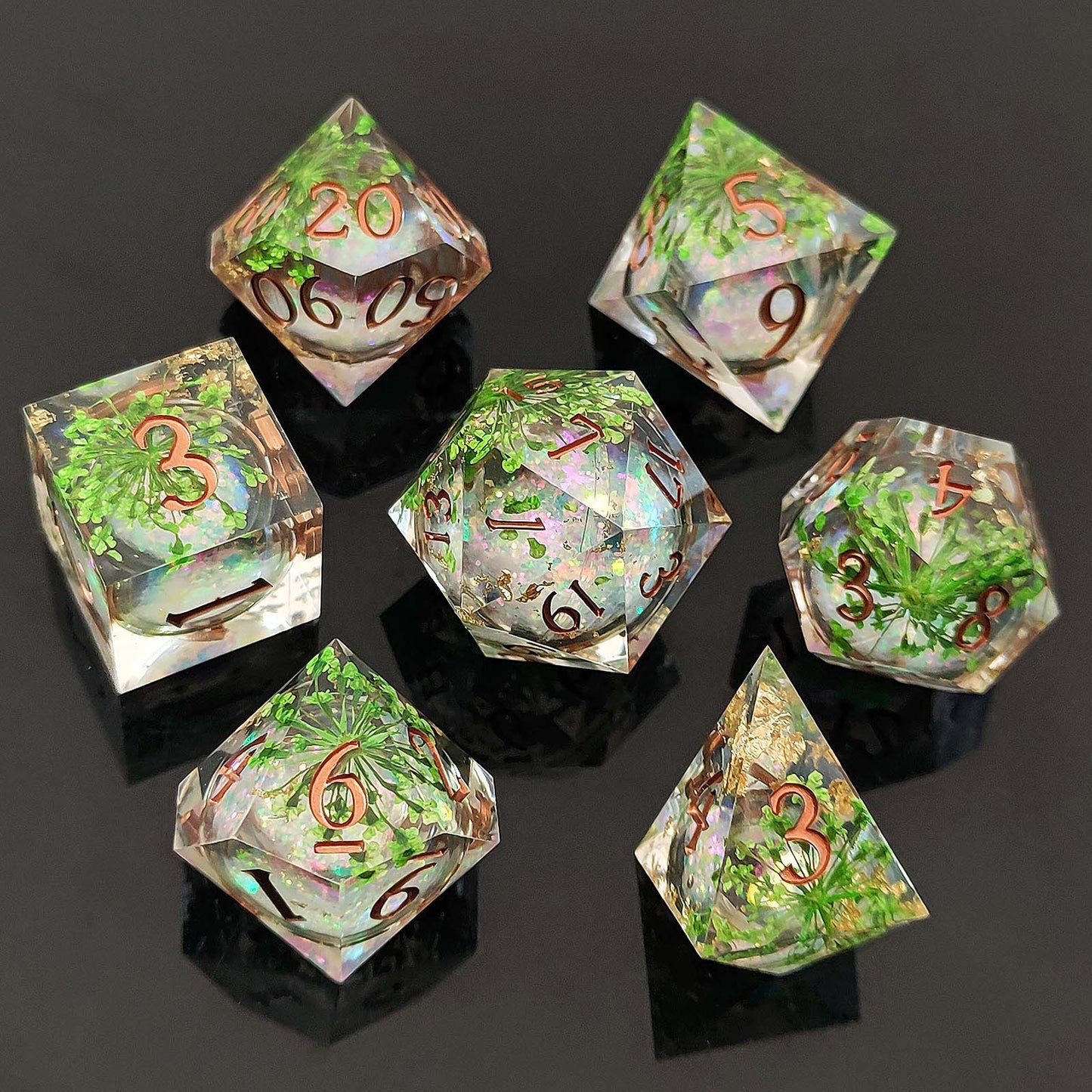 Resin Sand Flow Dice Liquid Core DND DungeonsDragons TRPG Board Game Dice Set Roleplaying Cthulhu - SkyeDragon Gifts