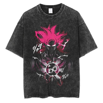 Water washed retro T-shirt street hip-hop anime dragon bead cartoon print graphic casual cotton summer short  sleeved - SkyeDragon Gifts