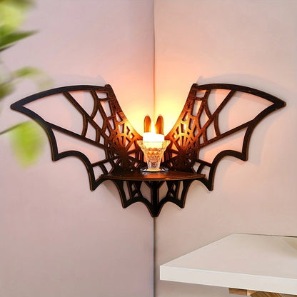 Wooden Bat Spider Web Right Angle Corner Shelf for Bedroom and Bathroom Storage Rack - SkyeDragon Gifts