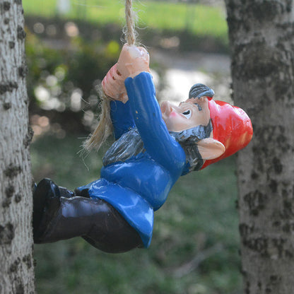 Gardening Decoration Garden Sculpture Turning Over The Window Climbing Dwarf Old Man Big Tree Decoration Resin Crafts