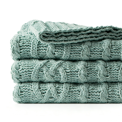 Oatmeal Cable Knit Throw