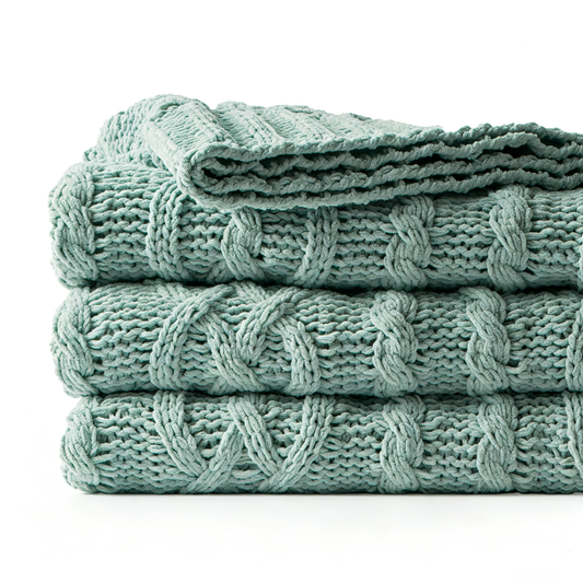 Oatmeal Cable Knit Throw