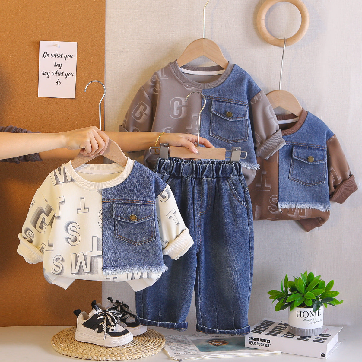 Spring and Autumn Round Neck Hoodie Two Piece Set for Baby Leisure - SkyeDragon Gifts
