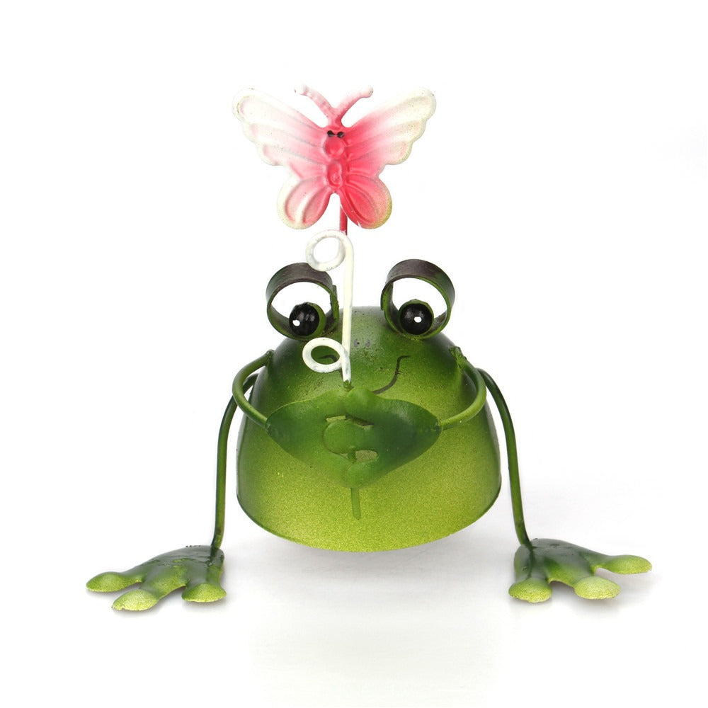 4 sets of cute frog iron ornaments and metal crafts