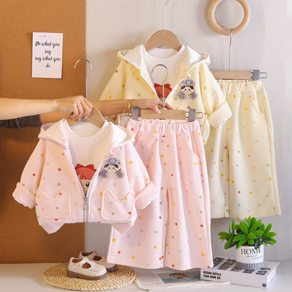 Hooded long sleeved three piece set for baby girls' clothing - SkyeDragon Gifts