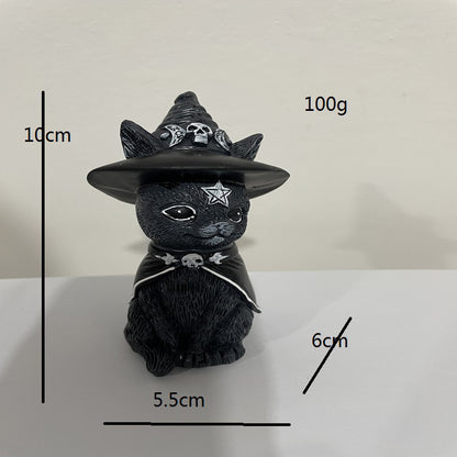Halloween Magic Cat Resin Craft Ornament Animal Sculpture - SkyeDragon Gifts